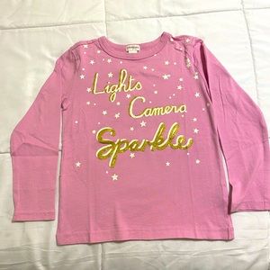 J Crew girls graphic tee. Pink. Sparkle NWT